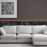 Canapé Julia Modulable - Tissu Chenille Blanc - 3 Places + 1 Pouf