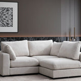 Canapé Julia Modulable - Tissu Chenille Blanc - 3 Places + 1 Pouf