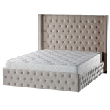 Cadre de Lit Armony Beige - Velours Capitonné