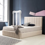Cadre de Lit Polo Beige - Confort Luxueux et Design