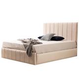 Cadre de Lit Polo Beige - Confort Luxueux et Design