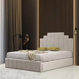 Cadre de Lit Pyramide Beige - Raffinement et Confort