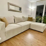 Canapé Modulable - Velours - 3 Places + 1 Pouf