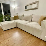 Canapé Modulable - Velours - 3 Places + 1 Pouf