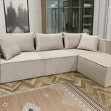 Canapé Modulable - Velours - 3 Places + 1 Pouf