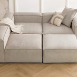 Canapé Modulable - Velours - 3 Places + 1 Pouf
