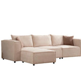 Canapé Modulable - Velours - 3 Places + 1 Pouf