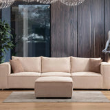 Canapé Modulable - Velours - 3 Places + 1 Pouf