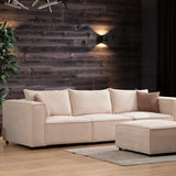 Canapé Modulable - Velours - 3 Places + 1 Pouf