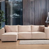 Canapé Modulable - Velours - 3 Places + 1 Pouf