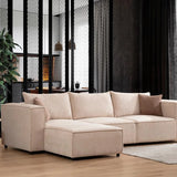 Canapé Modulable - Velours - 3 Places + 1 Pouf