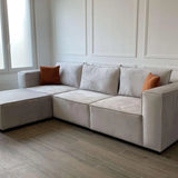 Canapé Modulable - Velours - 3 Places + 1 Pouf