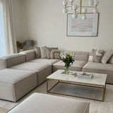 Canapé Modulable - Velours - 4 Places + 1 Pouf