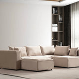 Canapé Modulable - Velours - 4 Places + 1 Pouf