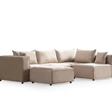 Canapé Modulable - Velours - 4 Places + 1 Pouf