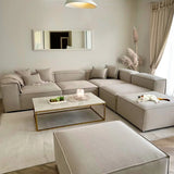 Canapé Modulable - Velours - 4 Places + 1 Pouf