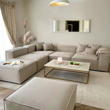 Canapé Modulable - Velours - 4 Places + 1 Pouf