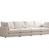 Canapé Julia Modulable - Velours Blanc - 4 Places + 1 Pouf