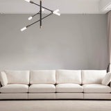 Canapé Julia Modulable - Velours Blanc - 4 Places + 1 Pouf