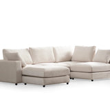 Canapé Julia Modulable - Velours Blanc - 4 Places + 1 Pouf