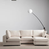 Canapé Julia Modulable - Velours Blanc - 4 Places + 1 Pouf