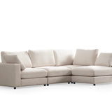 Canapé Julia Modulable - Velours Blanc - 4 Places + 1 Pouf