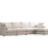 Canapé Julia Modulable - Velours Blanc - 4 Places + 1 Pouf