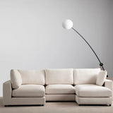 Canapé Julia Modulable - Velours Blanc - 4 Places + 1 Pouf