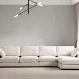 Canapé Julia Modulable - Velours Blanc - 4 Places + 1 Pouf