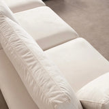 Canapé Julia Modulable - Velours Blanc - 3 Places + 1 Pouf