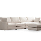 Canapé Julia Modulable - Velours Blanc - 4 Places + 1 Pouf