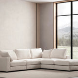 Canapé Julia Modulable - Velours Blanc - 4 Places + 1 Pouf