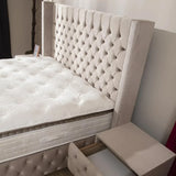 Lit Coffre Armony Beige - Confort, Élégance et Fonctionnalité