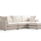 Canapé Julia Modulable - Velours Blanc - 3 Places + 1 Pouf