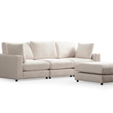 Canapé Julia Modulable - Velours Blanc - 3 Places + 1 Pouf