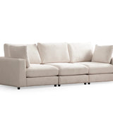 Canapé Julia Modulable - Velours Blanc - 3 Places + 1 Pouf
