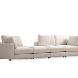 Canapé Julia Modulable - Velours Blanc - 3 Places + 1 Pouf