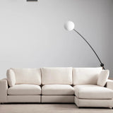 Canapé Julia Modulable - Velours Blanc - 3 Places + 1 Pouf