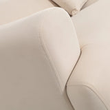 Canapé Modulable Lokkum - Velours Blanc - 3 Places + 1 Pouf - Traitement Anti-Tâche