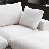 Canapé Julia Modulable - Tissu Chenille Blanc - 4 Places + 1 Pouf