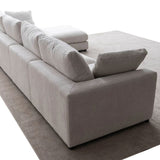 Canapé Julia Modulable - Tissu Chenille Blanc - 4 Places + 1 Pouf