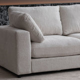 Canapé Julia Modulable - Tissu Chenille Blanc - 4 Places + 1 Pouf