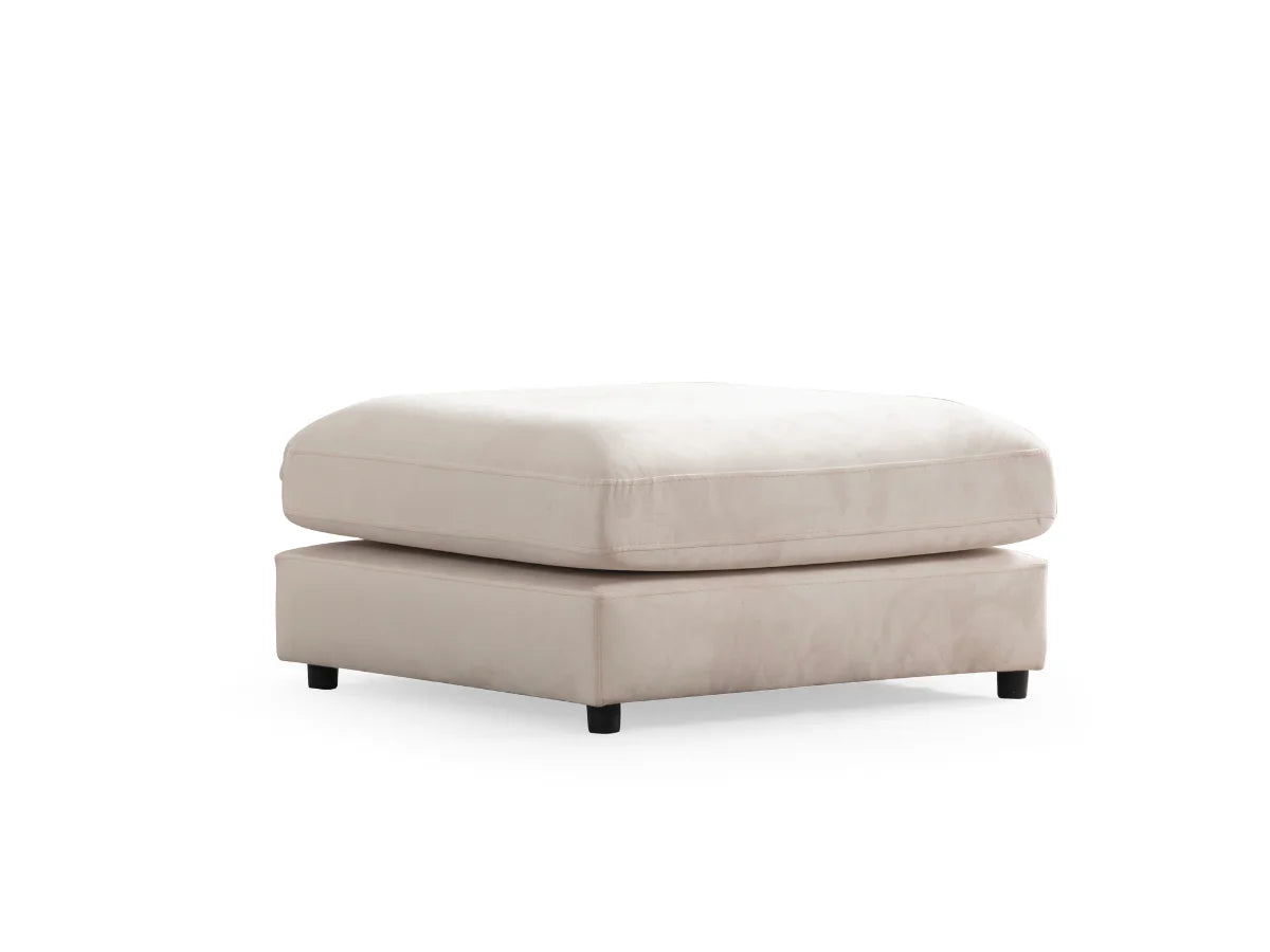 Canapé Julia Modulable - Velours Blanc - 4 Places + 1 Pouf