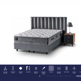 Lit Coffre SLEEPBALANCE avec Matelas 30 cm - velours anti-tache bleu nuit
