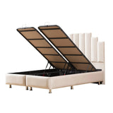 Lit Coffre Pyramide Beige - Design Élégant
