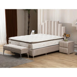 Lit Coffre Pyramide Beige - Design Élégant