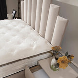 Lit Coffre Pyramide Beige - Design Élégant