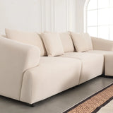 Canapé Modulable Lokkum - Velours Blanc - 3 Places + 1 Pouf - Traitement Anti-Tâche