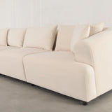 Canapé Modulable Lokkum - Velours Blanc - 3 Places + 1 Pouf - Traitement Anti-Tâche