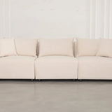 Canapé Modulable Lokkum - Velours Blanc - 3 Places + 1 Pouf - Traitement Anti-Tâche